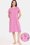 Rosaline Bloom Fest Knit Cotton Knee Length Nightdress - Aurora Pink — thumbnail 1